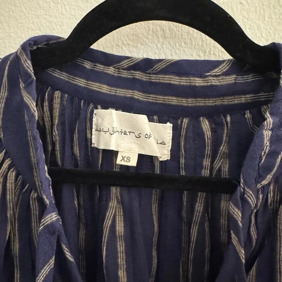 Daughters of India Striped Sapphire Poet Blouse in Size XSmall (Never Been Worn)